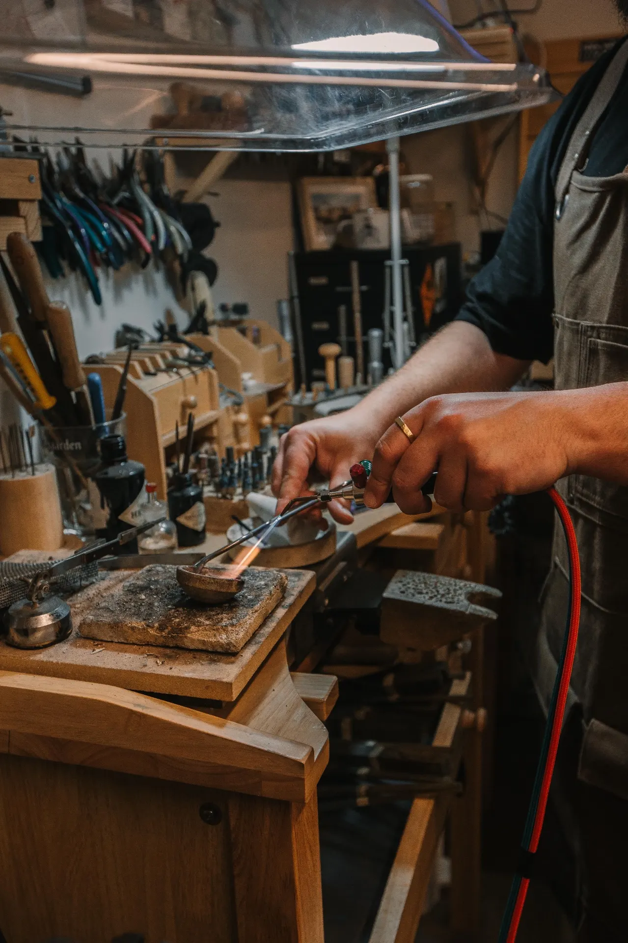 Melting metal at the studio