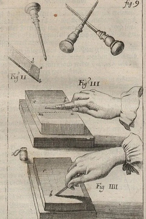 An old professional explanation of how to sharpen the graver on a sharpening stone.