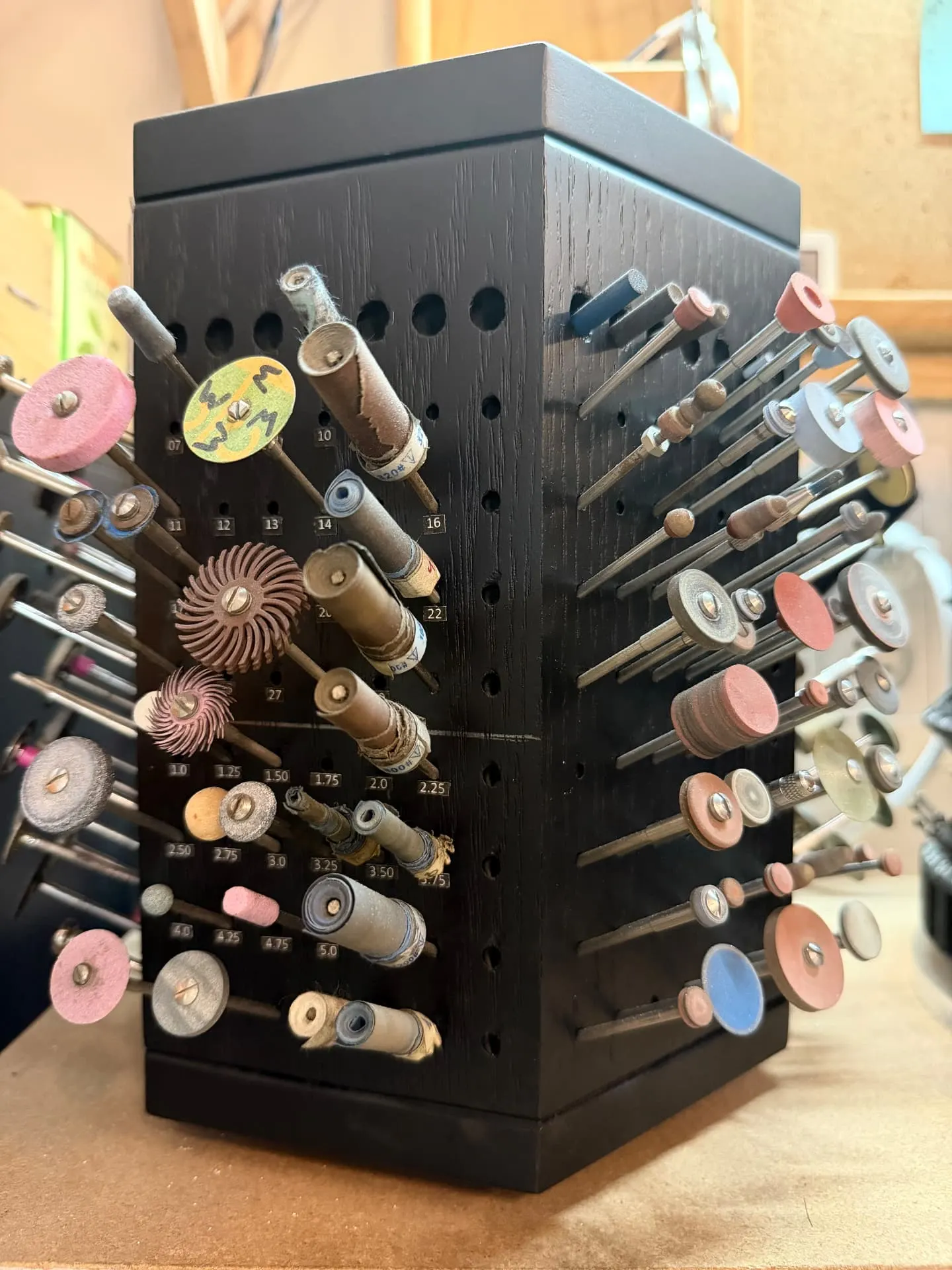 An organizer with dental polishing heads.